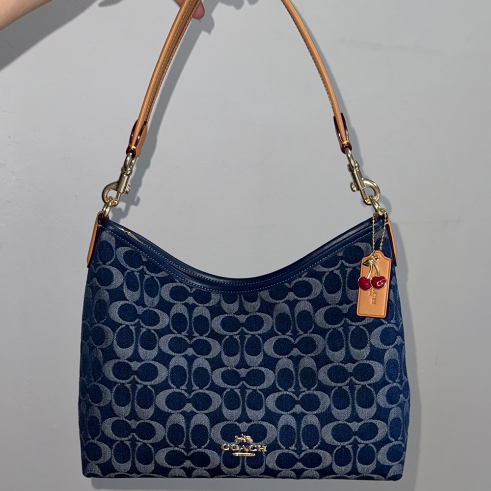 Laurel Shoulder Bag In Signature Denim and Credit Card Wallet